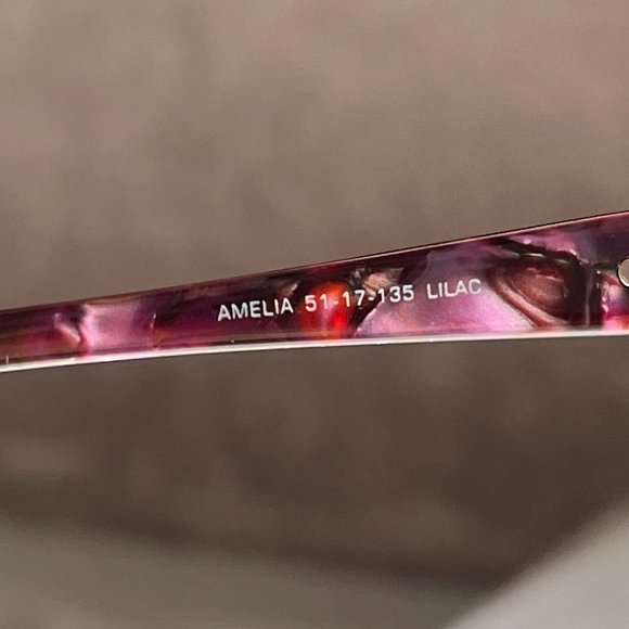 Lady M Collection AMELIA Eyeglasses Frame 51-17-135 Lilac with Rhinestones - Picture 10 of 11